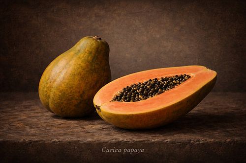 Papaja. Carica papaya – Klassiek Botanisch Stilleven