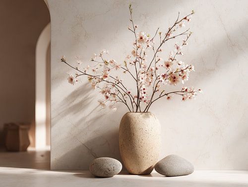 Minimalist still life photography in Japandi style