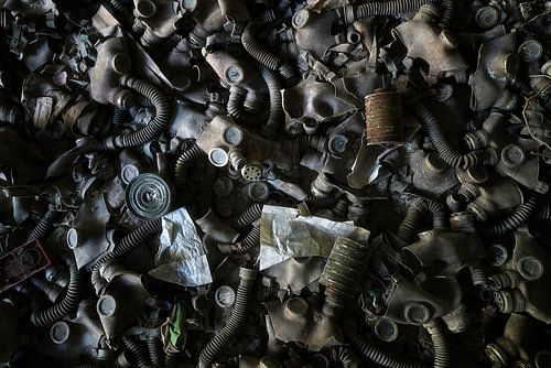 Les masques à gaz dans Pripyat - Tchernobyl.