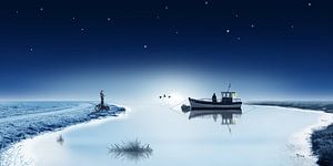 Le lac est endormi dans l'hiver