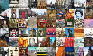 Tout ce qui vient de Londres - collage d'images typiques de la ville et de l'histoire sur Roger VDB
