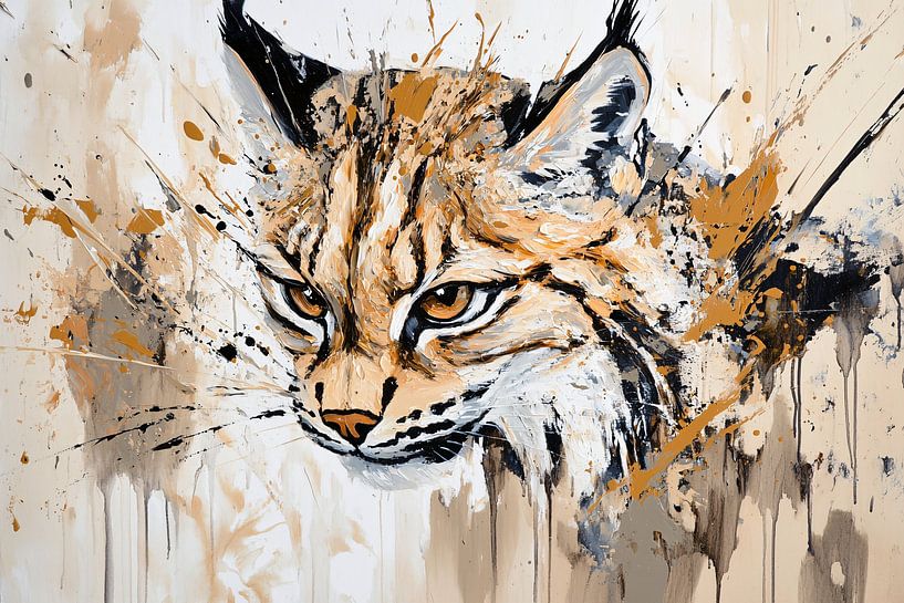 Dynamisches Luchs-Porträtgemälde von Art & Soul Creations