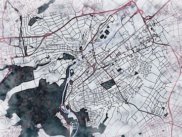 Kaart van Bad Kreuznach in de stijl 'White Winter' van Maporia