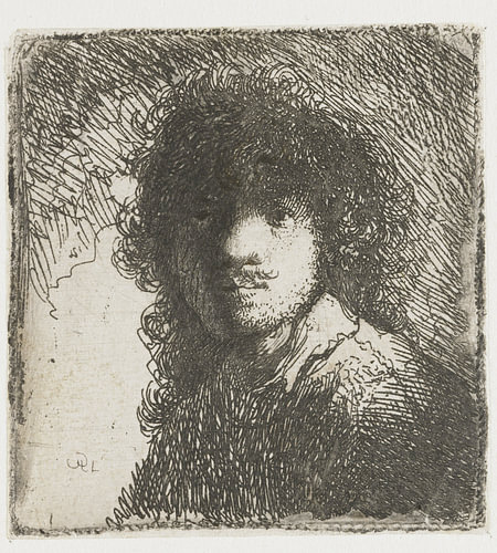 Selbstbildnis, nackter Kopf: Büste, Rembrandt van Rijn