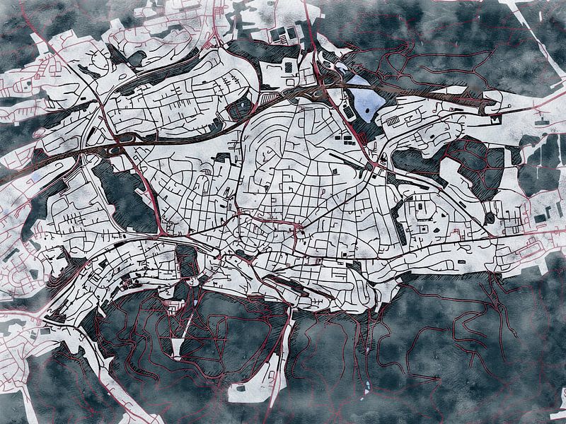 Kaart van Iserlohn in de stijl 'White Winter' van Maporia