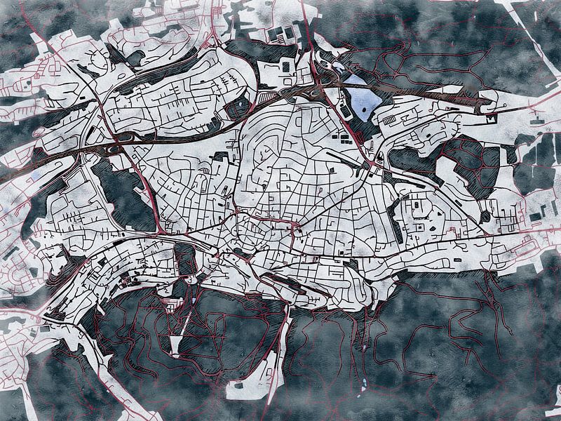 Carte de Iserlohn avec le style 'White Winter' par Maporia