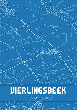 Blauwdruk | Landkaart | Vierlingsbeek (Noord-Brabant) van MijnStadsPoster