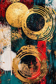 Abstract art with golden circles by Art & Soul Creations