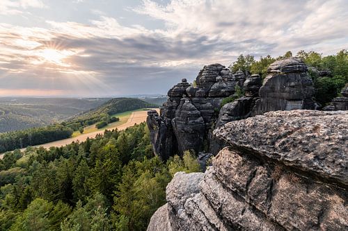 Elbe Sandstone Mountains - Lookout in the evening light by Ralf Lehmann
