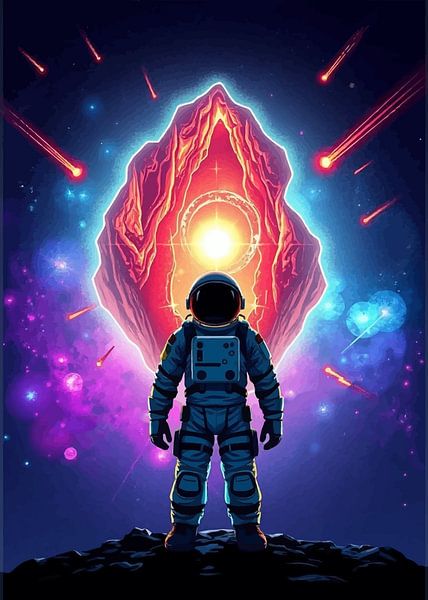 Un astronaute dans l'espace avec une pluie de météorites par MIROKKU