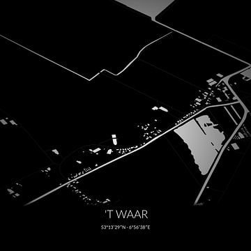 Schwarz-weiße Karte von 't Waar, Groningen. von Rezona