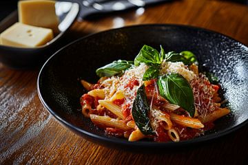 Penne met tomatensaus en basilicum van Poster Art Shop