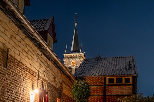 Elsloo le soir en hiver avec de la neige