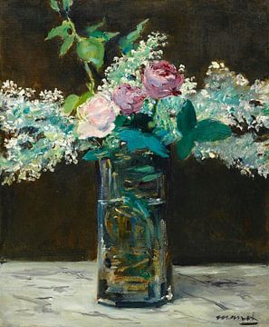 Vase mit weißen Flieder und Rosen, Edouard Manet