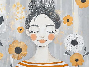 Vrouw en Bloemen | Ontspannen Vrouw Tussen Bloemen van Zen en Meer