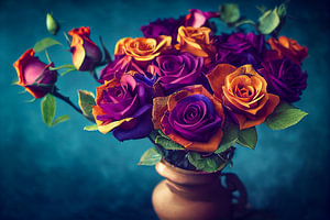 Bunte Rosen Gemälde in einer Vase Illustration