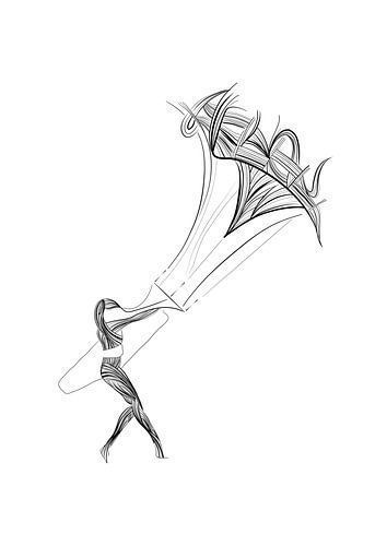 Poster kitesurfer - kitesurfster - zwart wit