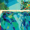 Reflets de la piscine abstraite sur Vlindertuin-Art