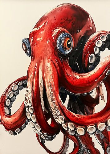 Rode waterverf octopus #octopus
