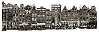 Zeichnung Amsterdam Zentrum Nieuwmarkt Sepia Strichzeichnung von Hendrik-Jan Kornelis Miniaturansicht