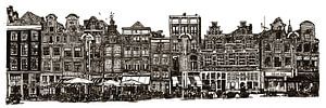 Zeichnung Amsterdam Zentrum Nieuwmarkt Sepia Strichzeichnung