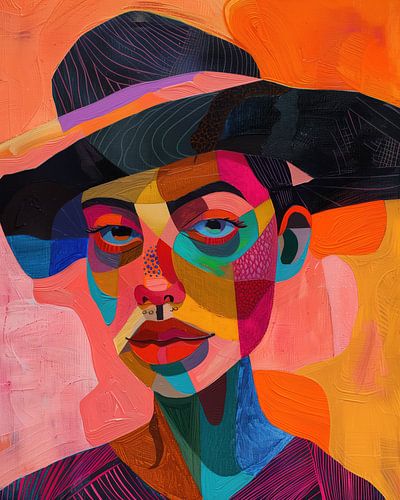Modern colourful abstract female portrait