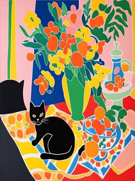 Kat en sinaasappels stijl Henri Matisse van TOAN TRAN