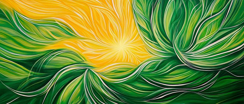 Levendige natuur met zonnestralen van Poster Art Shop