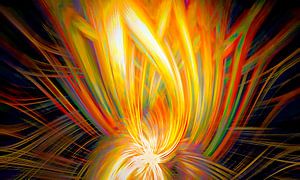 Leuchtender Lotus Zen Abstraktion in warmen Farben