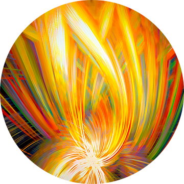 Lichtgevende Lotus Zen Abstractie in warme kleuren van Mad Dog Art