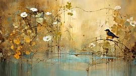 Vogel in goldener Natur