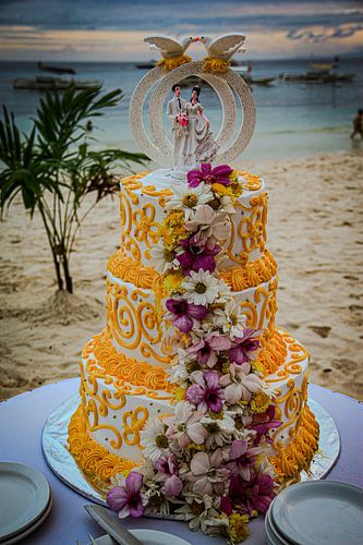Une pièce montée de mariage à Bohol, Philippines