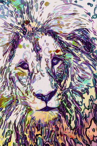Lion in pastel colours