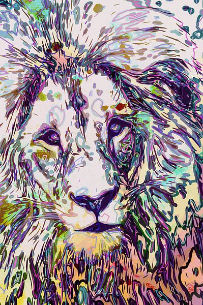 Löwe in Pastellfarben von The Art Kroep