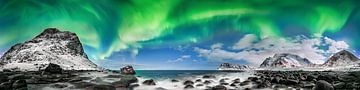 Aurora Borealis Aurora Borealis op de Lofoten-eilanden in Noorwegen. van Voss Fine Art Fotografie