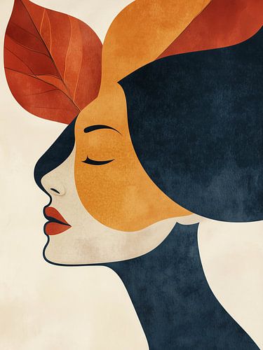 Portrait de femme minimaliste avec des éléments naturels