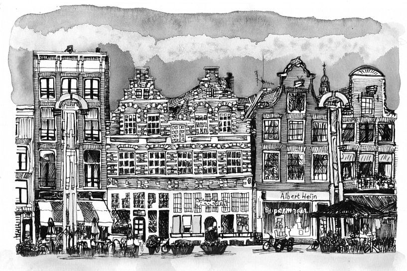 Nieuwmarkt De Wallen Amsterdam Nederland van Hendrik-Jan Kornelis