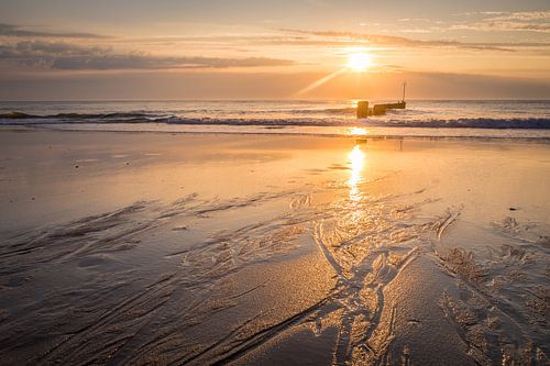 Zonsondergang op het strand van Sylt