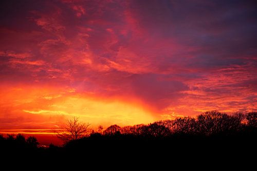 Nederland | Brandende Rode Zonsondergang | Natuurfotografie
