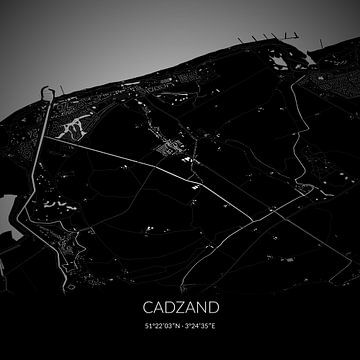 Carte en noir et blanc de Cadzand, en Zélande. sur Rezona