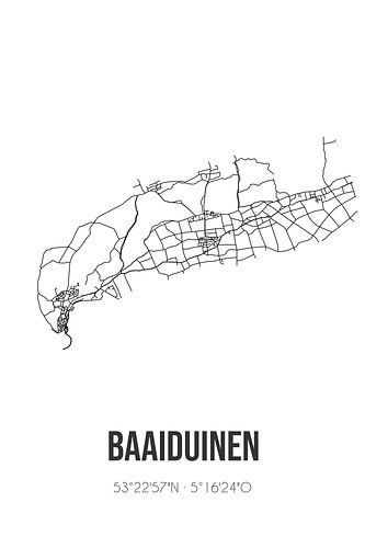 Baaiduinen (Fryslan) | Karte | Schwarz und weiß