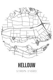 Hellouw (Gueldre) | Carte | Noir et blanc sur Affiches de lieux