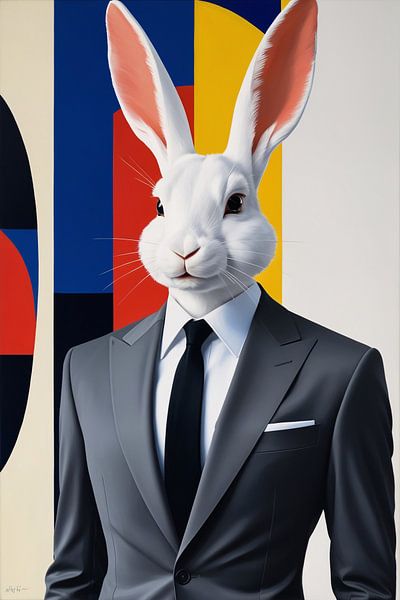Rabbit in suit with colours by Art & Soul Creations