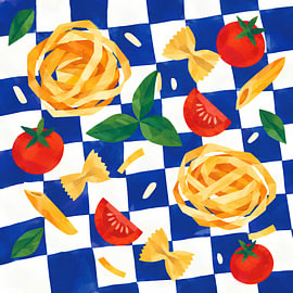 Un festin de pâtes italiennes fraîches sur Daan Dirk