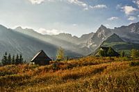 sunbeams on the mountain hut