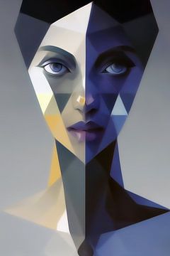 Portrait of a young woman. Modern vivid geometric art. by Max Steinwald