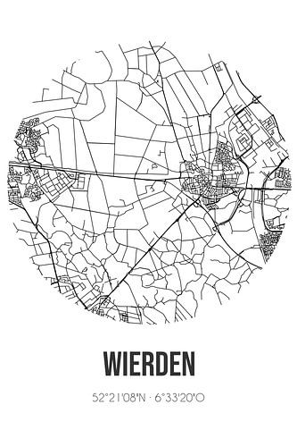 Wierden (Overijssel) | Landkaart | Zwart-wit