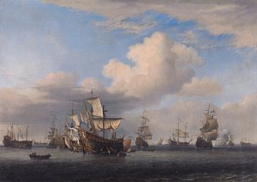 Veroverde Engelse schepen na de Vierdaagse Zeeslag, ca. 1666 van Atelier Liesjes