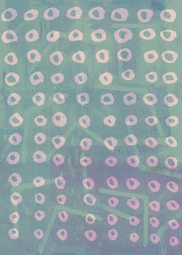 Modern abstract in pastelroze en blauw van Dina Dankers