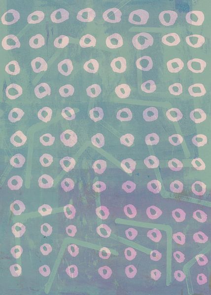 Modern abstract in pastel pink and blue by Dina Dankers